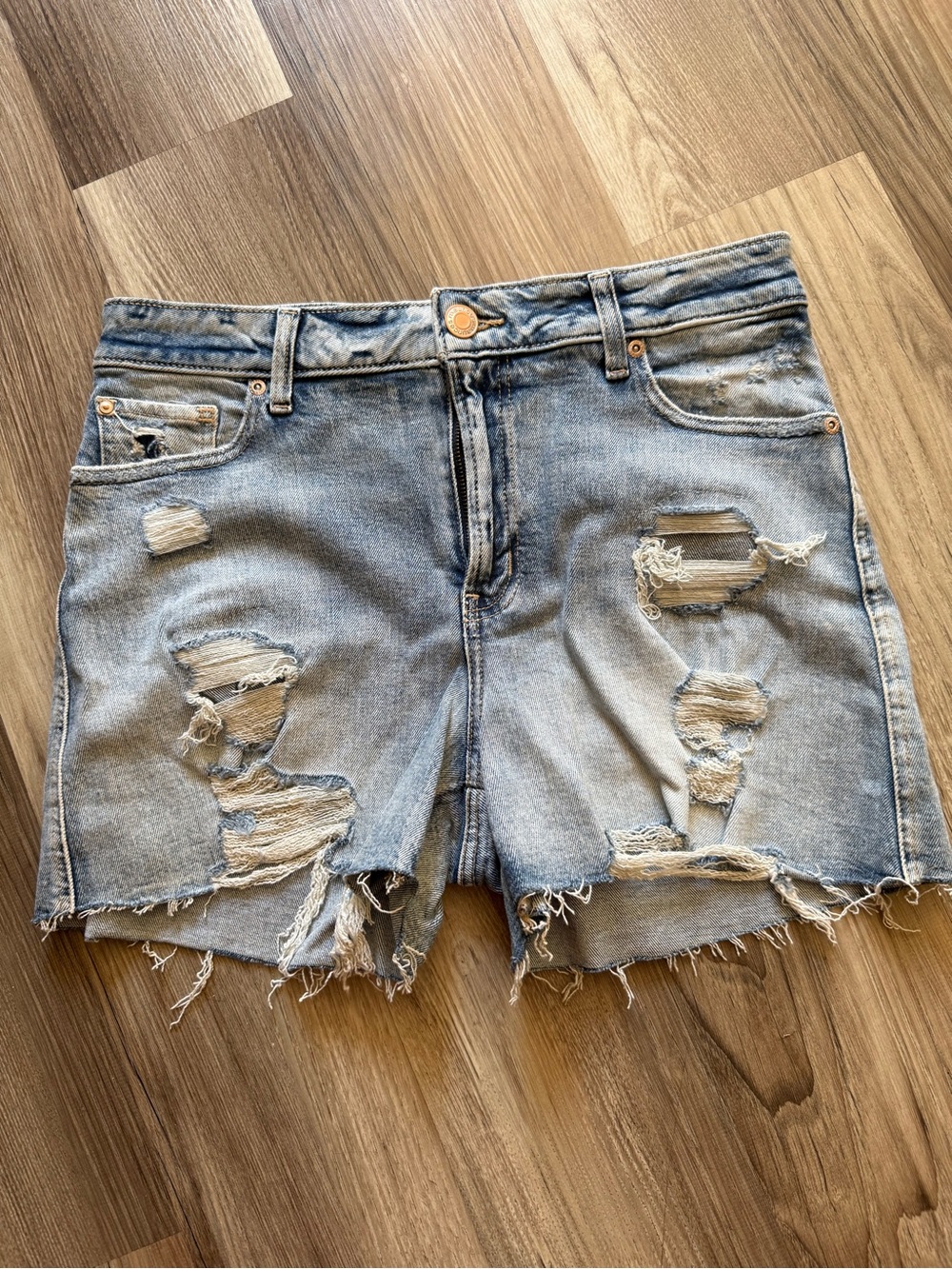 Maurices Light Blue Distressed Denim Shorts